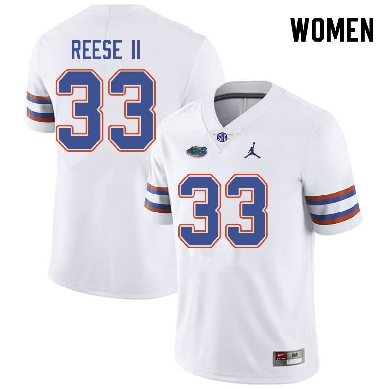 Women's NCAA Florida Gators David Reese II #33 Stitched Authentic Jordan Brand White College Football Jersey LNA4065WY